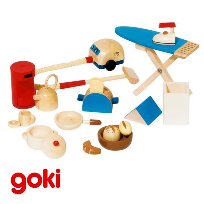 Accessoires jouets en bois cuisine pour maison de poupees 19 pcs