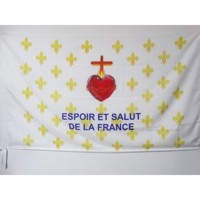 Drapeau Fleur de Lys Or ESF 90x60cm royaliste Espoir et Salut de la France Haute qualité