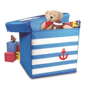 MY NOTE DECO Coffre a jouet / Pouf de rangement enfant Bleu