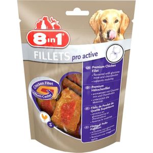 8in1 Filets de poulet séchés Pro Active enrichis en chondro?tine et de la glucosamine - Taille S - Pour chien - Carton de 8 sachets