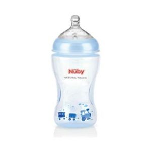 NUBY Lot de 6 biberons 330ml débit variable bleu