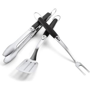 WEBER Kit d'ustensiles Premium pour barbecue - Acier inoxydable - 3 pi?ces - Noir