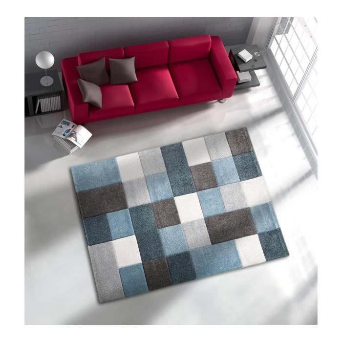 Allotapis tapis à courtes mèches pour salon bleu eden 80x150cm ... Image de tapis pour salon