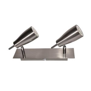 NOVA Barre 2 lumi?res 25,5x10 cm nickel satiné LED intégré 2xGU10 5W, 2x310 lumens, 4200°k blanc neutre