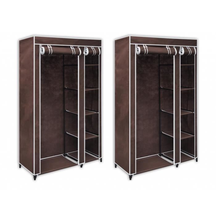 Lot de 2 Armoires étagères de rangement marron Achat / Vente armoire