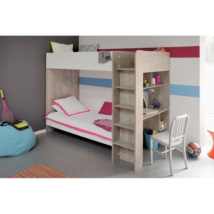 Lits superposés enfant 90x200 cm Gris loft et B? Achat / Vente