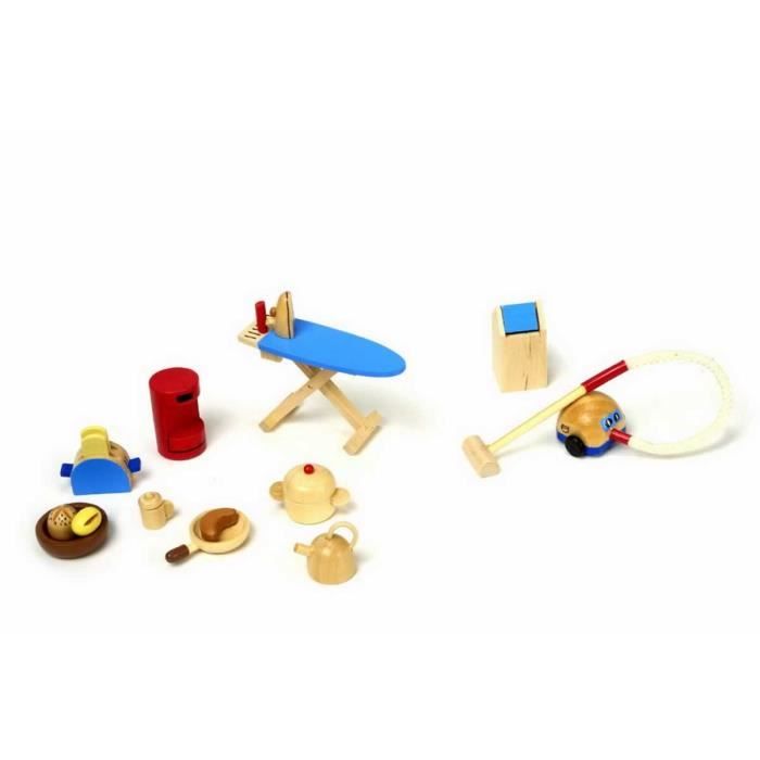 Accessoires de cuisine en bois pour maison de poupée Falli