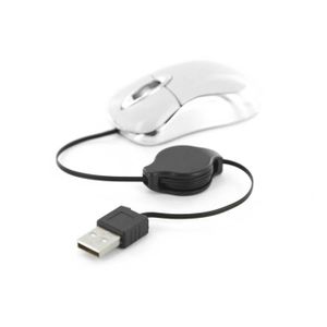 Mobility Lab Souris TRAVEL RETRACTABLE Filaire - 800 DPI - USB 2.0 - PC/MAC - Blanc