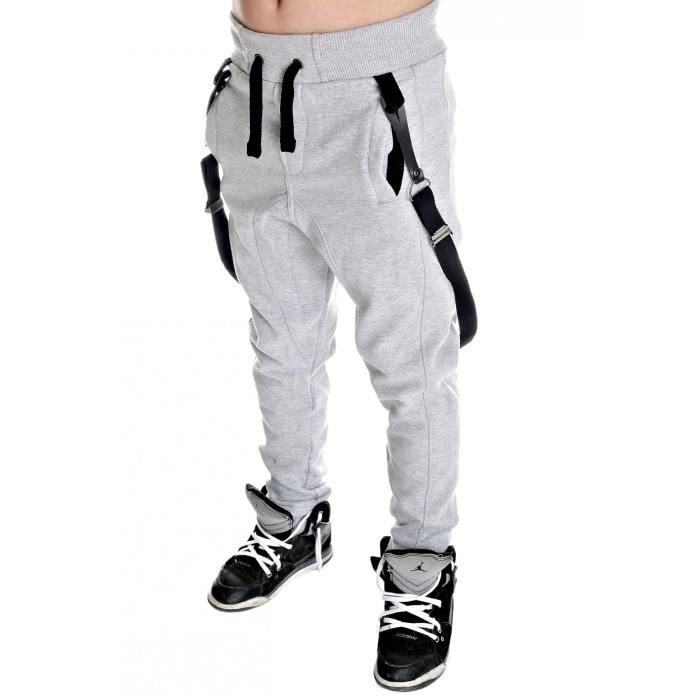 CABANELI ENFANT SAROUEL BRETELLE GRIS Jogging Cabaneli Enfant