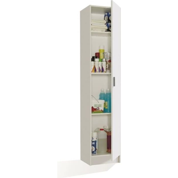 Armoire avec 1 porte et 4 étagères, coloris bla... - Achat / Vente