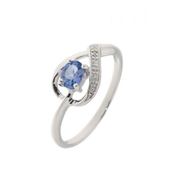 Bague Tanzanite Ovale 5x4mm et Diamant en Or Blanc 375 - Bague ...