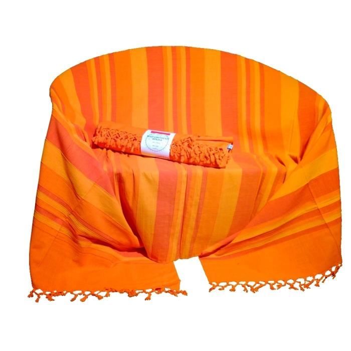 Panneau De Châle Indien Vintage En Soie Avec Broderie Orange Et Rouge