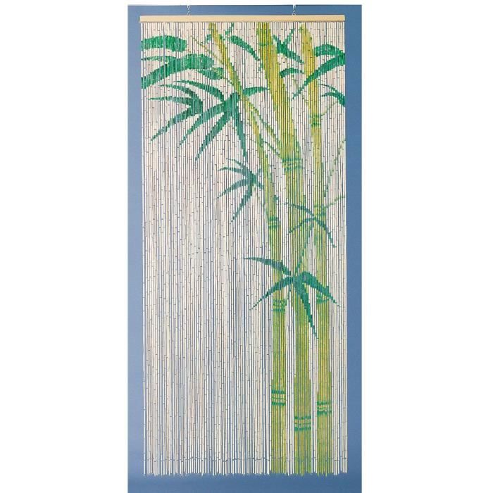 Rideau de porte Bambou peint motif Bambou Morel 90 Achat / Vente