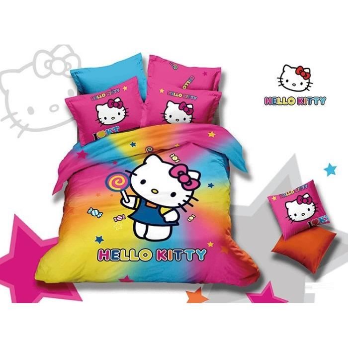 Parure 3D 2 personnes Hello Kitty Arc en ciel  Achat / Vente parure de