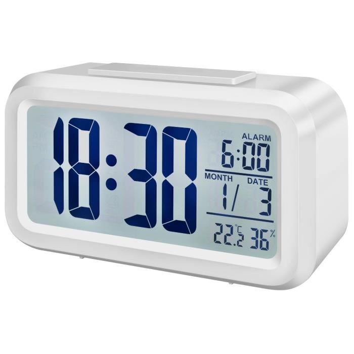 reveil digital tableau lcd sur piles avec cale