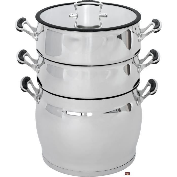 Couscoussier Klaus 5,5L Noir - Cuit Vapeur Tous Feux Dont Induction - Revêtement Anti-Adhésif Pierre - Avec Couvercle