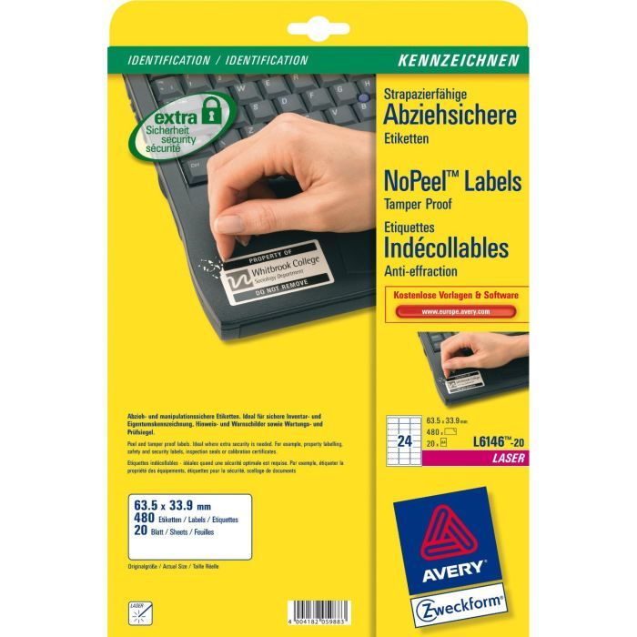 étiquettes sur 20 feuilles A4 (L6146 20) AVERY Zweckform ? Voir