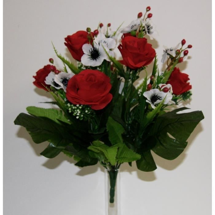 Bouquet RoseAnémone x 13 Fleurs Artificielles intérieur/extérieur