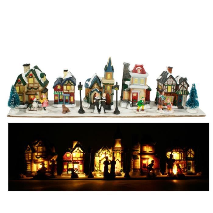 Village de Noël lumineux à 10 LED 43x10x9cm Achat / Vente village