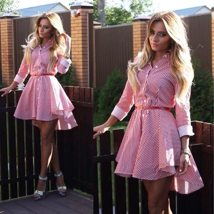 2016 Mode dAutomne Hiver Femme Chemise Robe à .