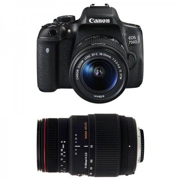 CANON EOS 750D + Objectif EF S 18 55 mm f/3,5 5,6 IS STM + SIGMA 70