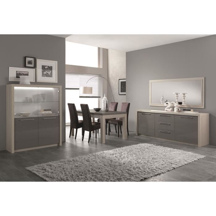 Salle à manger complète couleur chêne blanchi et gris laqué ... Meuble moderne salle a manger
