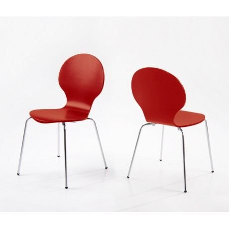 Chaise design rouge en bois de cuisine ou salle à manger LEA  chaise design