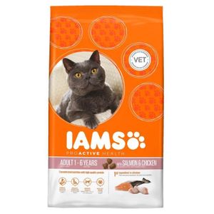 IAMS Croquettes au saumon et au poulet - Toutes races - 3kg - Pour chat adulte