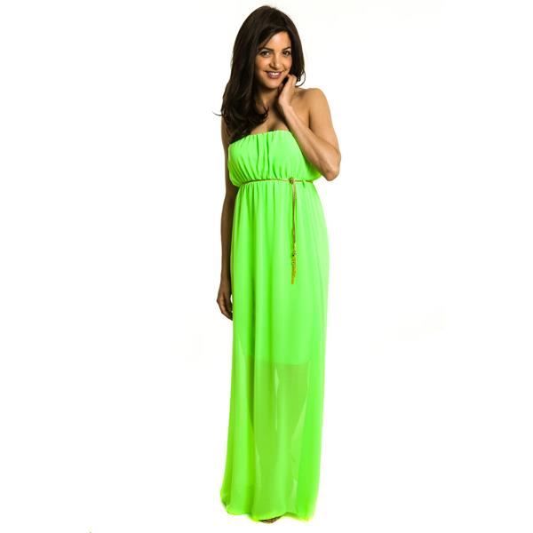 robe longue bustier empire vert fluo Vert fluo Achat / Vente robe