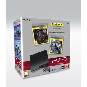 PLAYSTATION 3 PACK PS3 320GO NOIRE + GT5 PLAT + UNCHARTED 2 PLAT