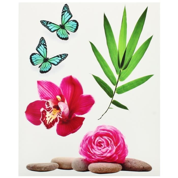Planche Lot 5 Stickers Deco Zen Galets Fleur Ro.