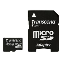 CARTE MEMOIRE TRANSCEND Mémoire micro SD card 8Go avec adapteur