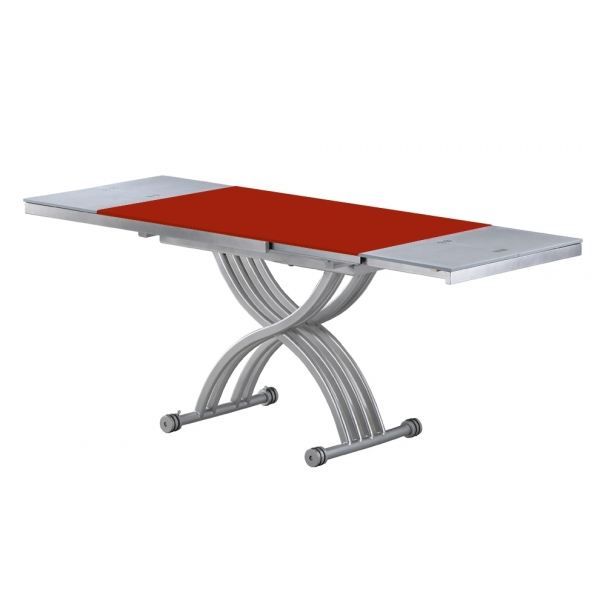table basse transformable rouge