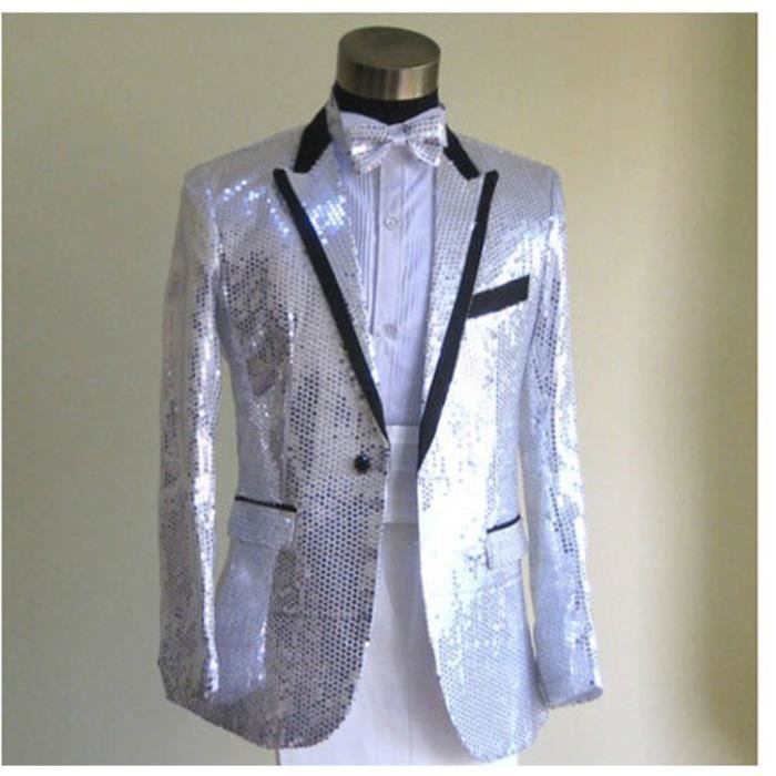 Gilet à Paillettes Homme Sans Manches - Col En V Brillant Pour Fête, Carnaval, Soirée à Thème - Taille Unique Ajustable
