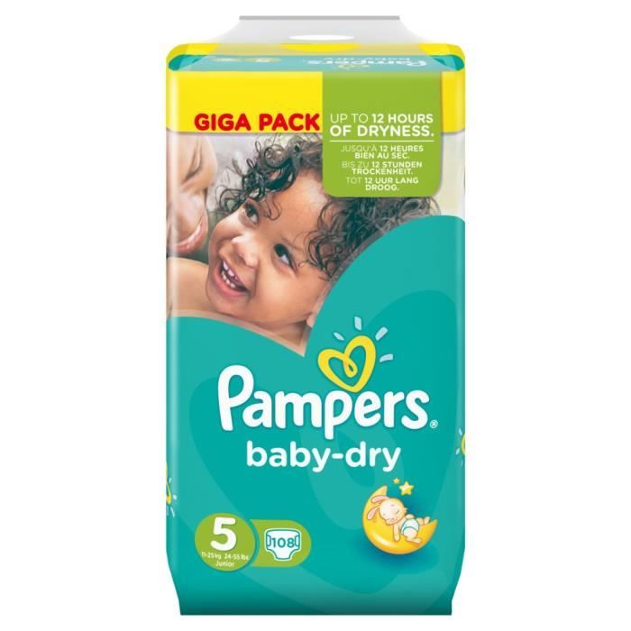 Pampers Baby Dry Taille 5 Junior 1125kg 108 Couch Achat / Vente