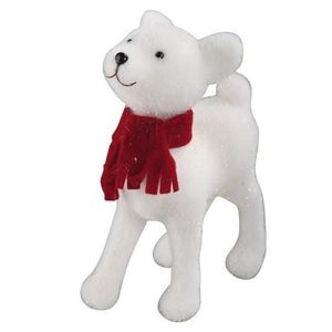 Faon couleur blanche avec écharpe rouge h35cm