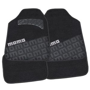 MOMO Jeu de 4 Tapis Moquette Noir et Gris