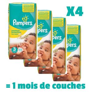 PAMPERS New Baby Taille 3 - 4 ? 9kg - 200 couches - Format pack 1 mois