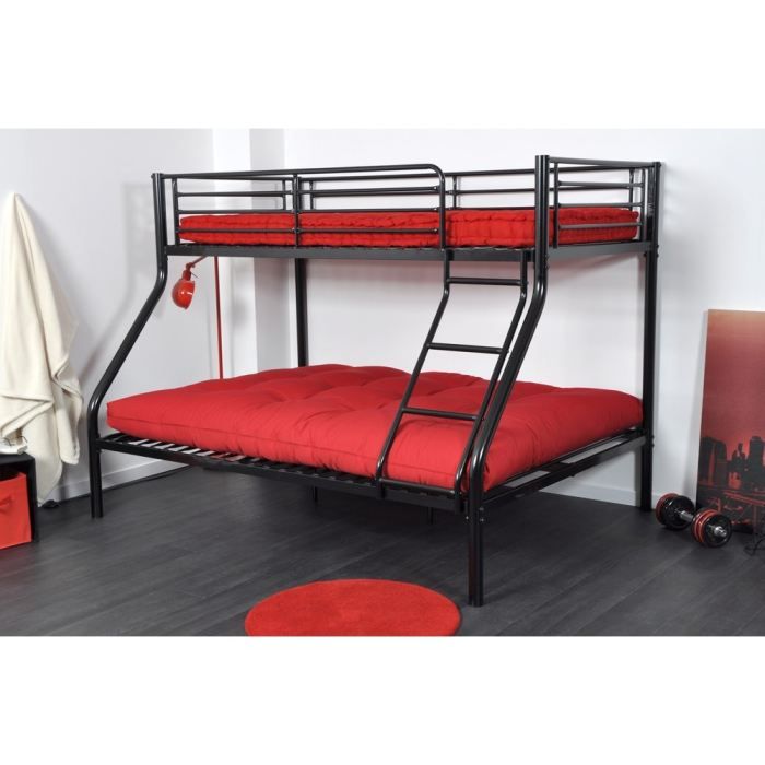 Jazz lits superposés adulte 90 et 140cm noir métal achat / vente ... Lit surélevé adulte