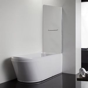 CREAZUR Pare baignoire pivotant Murphy 6mm 90 cm avec poignée porte serviette