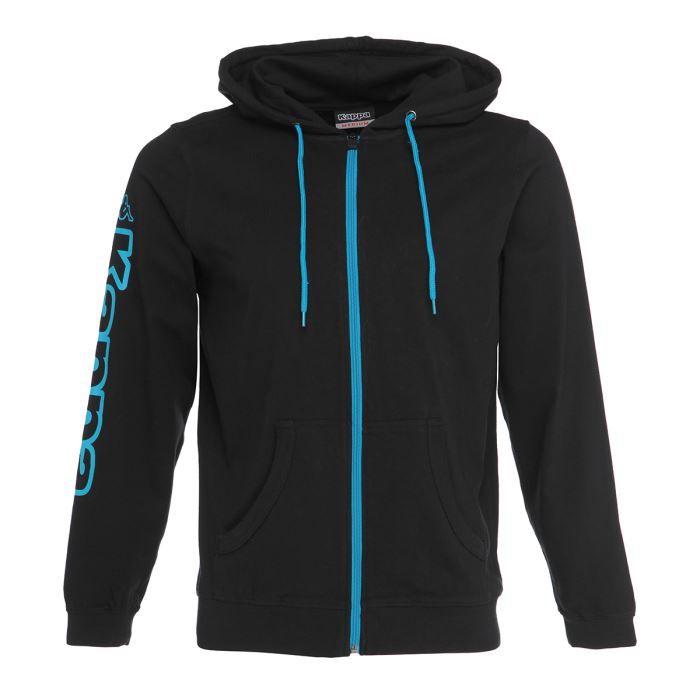 Veste 100% polyester, marine, fermeture zipp&eacute;e, 2 poches, col capuche