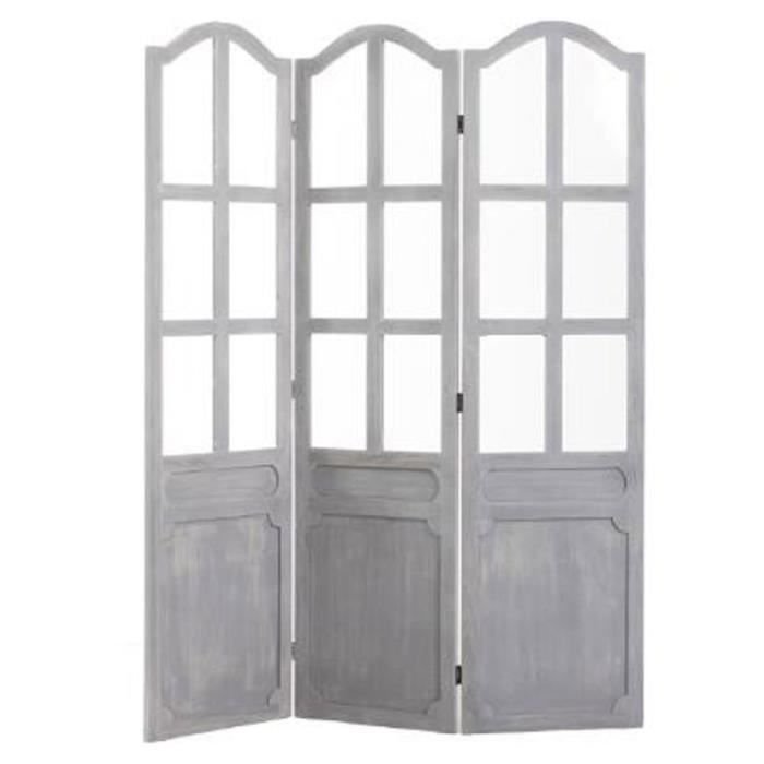 Paravent en Bois "Fen&ecirc;tre" 170x120cm Gris Achat / Vente paravent