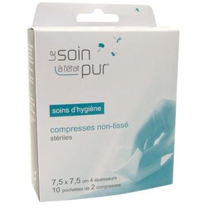 SOIN ETAT PUR 10 Compresses Stériles Non Tissées 7,5 x 7,5 cm