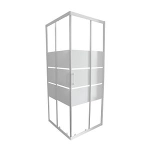 Paroi de douche acc?s d'angle coulissant Missi 4mm 90cm blanc