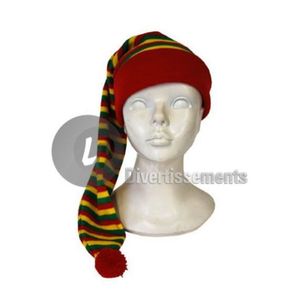 CHAPEAU , PERRUQUE Bonnet de nuit long rouge jaune vert