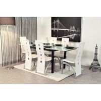 TABLE A MANGER AVEC OU SANS CHAISE - RALLONGE BORA Table extensible 120/200cm blanche et noire