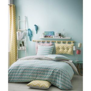 TODAY Parure de couette California Dream MALIBU 100% coton - 1 housse de couette 220x240cm + 2 taies d'oreillers 63x63cm menthe