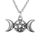 Collier couleur argent wicca triple lune et pentag
