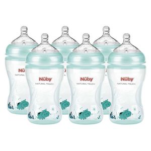 NUBY Lot de 6 biberons 330ml débit variable vert