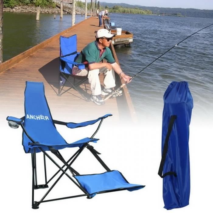 Chaise de plage Blue Chaise pliante Chaise de camping confortable léger 120kg